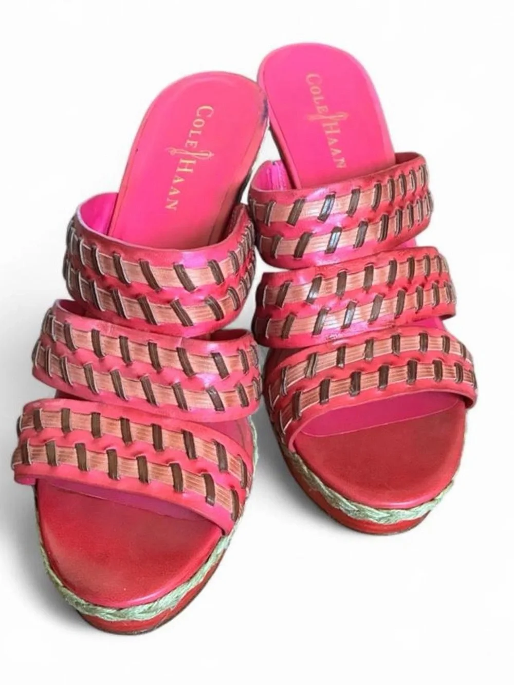 Women’s Hot Pink Woven Wedge Sandals